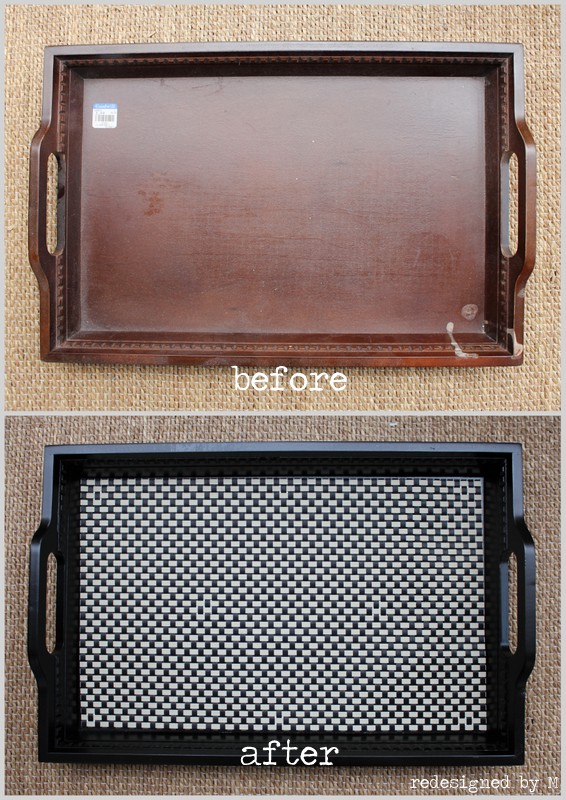 Redesigned Thrift Store Tray with Placemat and Paint | Redesigned By M