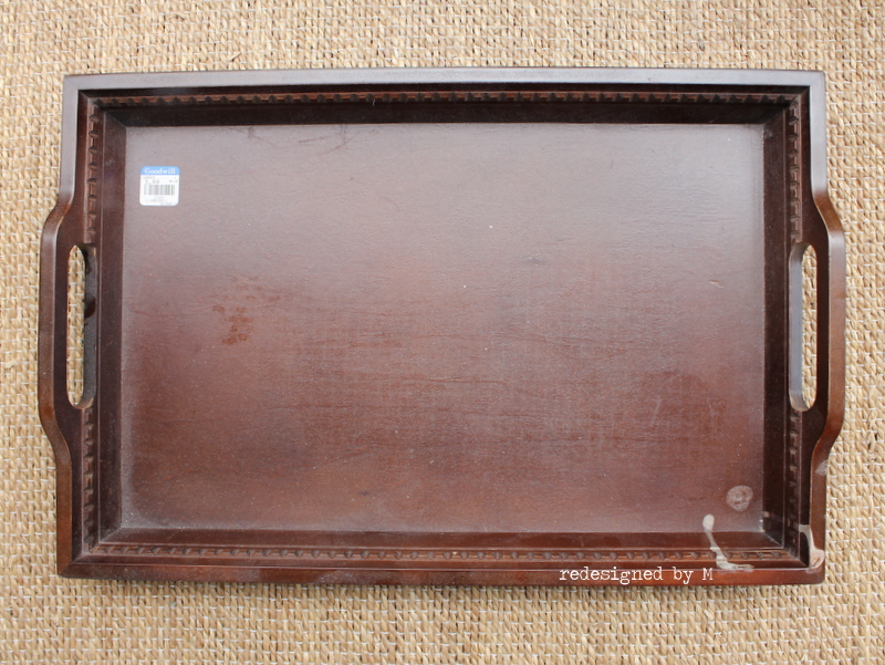 Redesigned Thrift Store Tray with Placemat and Paint | Redesigned By M